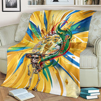 Personalized Mexico Football Victoria Sugar Skull Blanket Dia De Los Muertos Cultural Art Sunburst