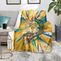 Personalized Mexico Football Victoria Sugar Skull Blanket Dia De Los Muertos Cultural Art Sunburst