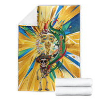 Personalized Mexico Football Victoria Sugar Skull Blanket Dia De Los Muertos Cultural Art Sunburst