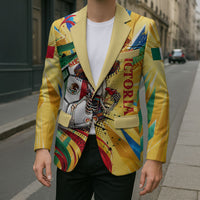 Personalized Mexico Football Victoria Sugar Skull Blazer Dia De Los Muertos Cultural Art Sunburst