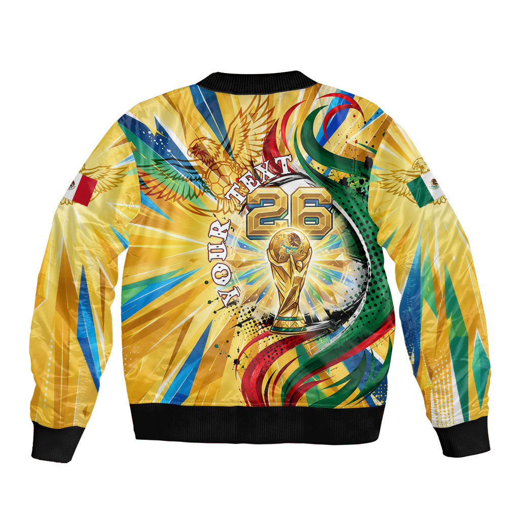 Personalized Mexico Football Victoria Sugar Skull Bomber Jacket Dia De Los Muertos Cultural Art Sunburst
