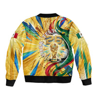 Personalized Mexico Football Victoria Sugar Skull Bomber Jacket Dia De Los Muertos Cultural Art Sunburst