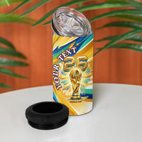 Personalized Mexico Football Victoria Sugar Skull 4 in 1 Can Cooler Tumbler Dia De Los Muertos Cultural Art Sunburst