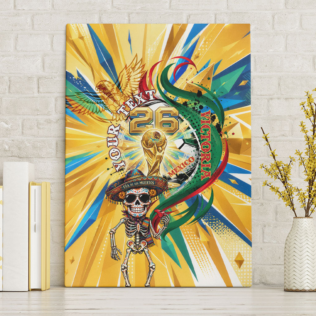 Personalized Mexico Football Victoria Sugar Skull Canvas Wall Art Dia De Los Muertos Cultural Art Sunburst