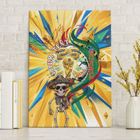 Personalized Mexico Football Victoria Sugar Skull Canvas Wall Art Dia De Los Muertos Cultural Art Sunburst