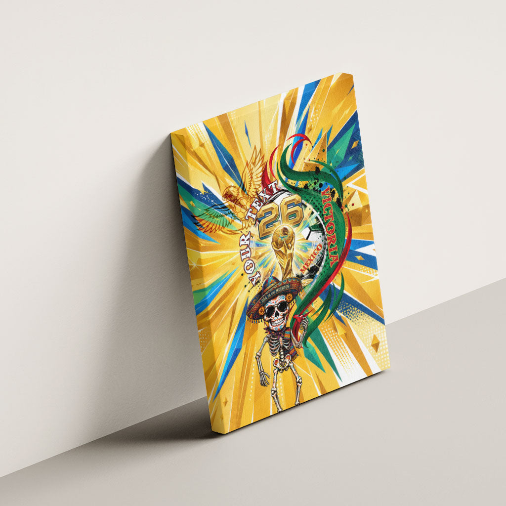 Personalized Mexico Football Victoria Sugar Skull Canvas Wall Art Dia De Los Muertos Cultural Art Sunburst