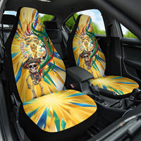 Personalized Mexico Football Victoria Sugar Skull Car Seat Cover Dia De Los Muertos Cultural Art Sunburst