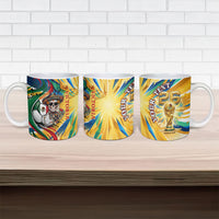 Personalized Mexico Football Victoria Sugar Skull Ceramic Mug Dia De Los Muertos Cultural Art Sunburst