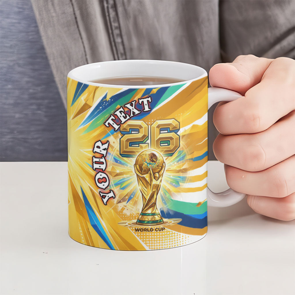 Personalized Mexico Football Victoria Sugar Skull Ceramic Mug Dia De Los Muertos Cultural Art Sunburst