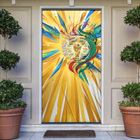 Personalized Mexico Football Victoria Sugar Skull Door Cover Dia De Los Muertos Cultural Art Sunburst