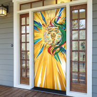 Personalized Mexico Football Victoria Sugar Skull Door Cover Dia De Los Muertos Cultural Art Sunburst