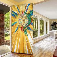 Personalized Mexico Football Victoria Sugar Skull Door Cover Dia De Los Muertos Cultural Art Sunburst