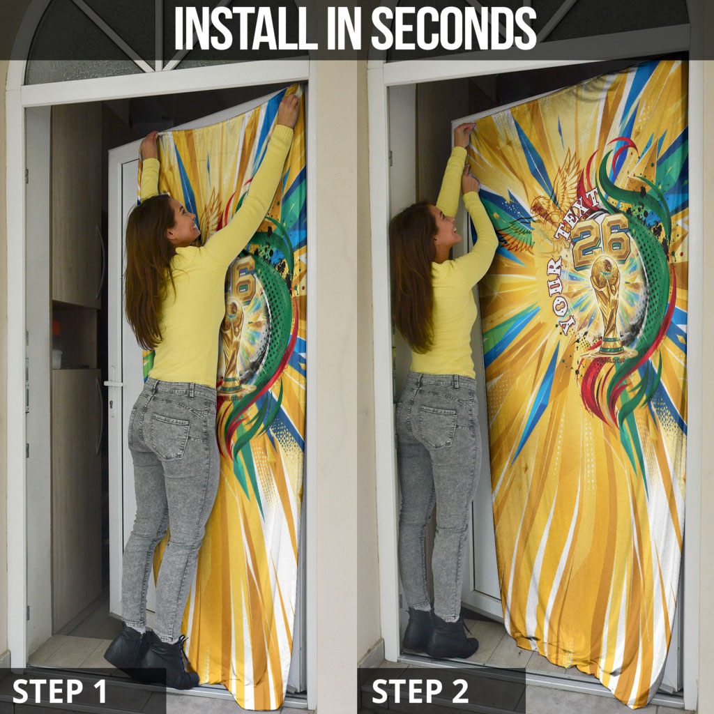 Personalized Mexico Football Victoria Sugar Skull Door Cover Dia De Los Muertos Cultural Art Sunburst