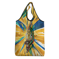 Personalized Mexico Football Victoria Sugar Skull Grocery Bag Dia De Los Muertos Cultural Art Sunburst