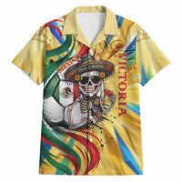 Personalized Mexico Football Victoria Sugar Skull Hawaiian Shirt Dia De Los Muertos Cultural Art Sunburst