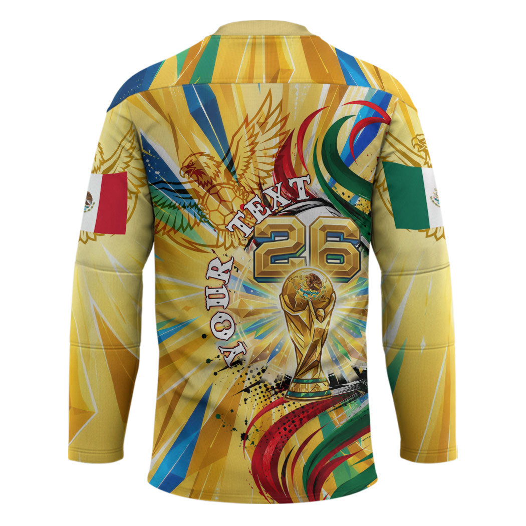 Personalized Mexico Football Victoria Sugar Skull Hockey Jersey Dia De Los Muertos Cultural Art Sunburst