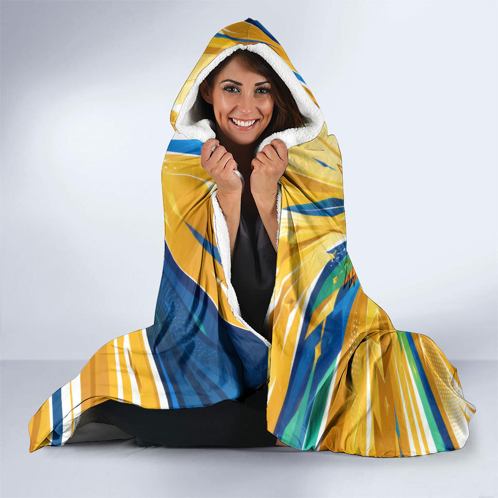 Personalized Mexico Football Victoria Sugar Skull Hooded Blanket Dia De Los Muertos Cultural Art Sunburst