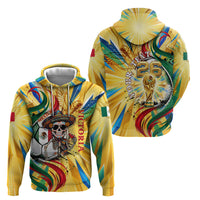 Personalized Mexico Football Victoria Sugar Skull Hoodie Dia De Los Muertos Cultural Art Sunburst