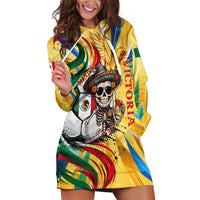 Personalized Mexico Football Victoria Sugar Skull Hoodie Dress Dia De Los Muertos Cultural Art Sunburst
