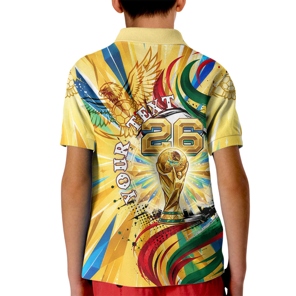 Personalized Mexico Football Victoria Sugar Skull Kid Polo Shirt Dia De Los Muertos Cultural Art Sunburst