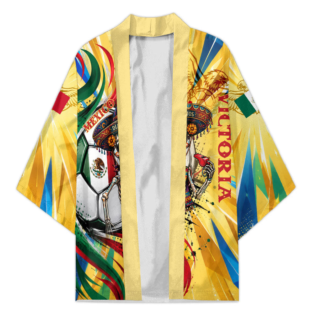 Personalized Mexico Football Victoria Sugar Skull Kimono Dia De Los Muertos Cultural Art Sunburst