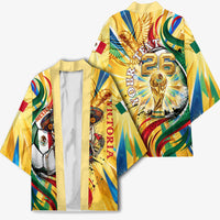 Personalized Mexico Football Victoria Sugar Skull Kimono Dia De Los Muertos Cultural Art Sunburst