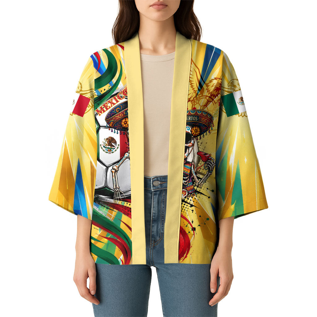 Personalized Mexico Football Victoria Sugar Skull Kimono Dia De Los Muertos Cultural Art Sunburst