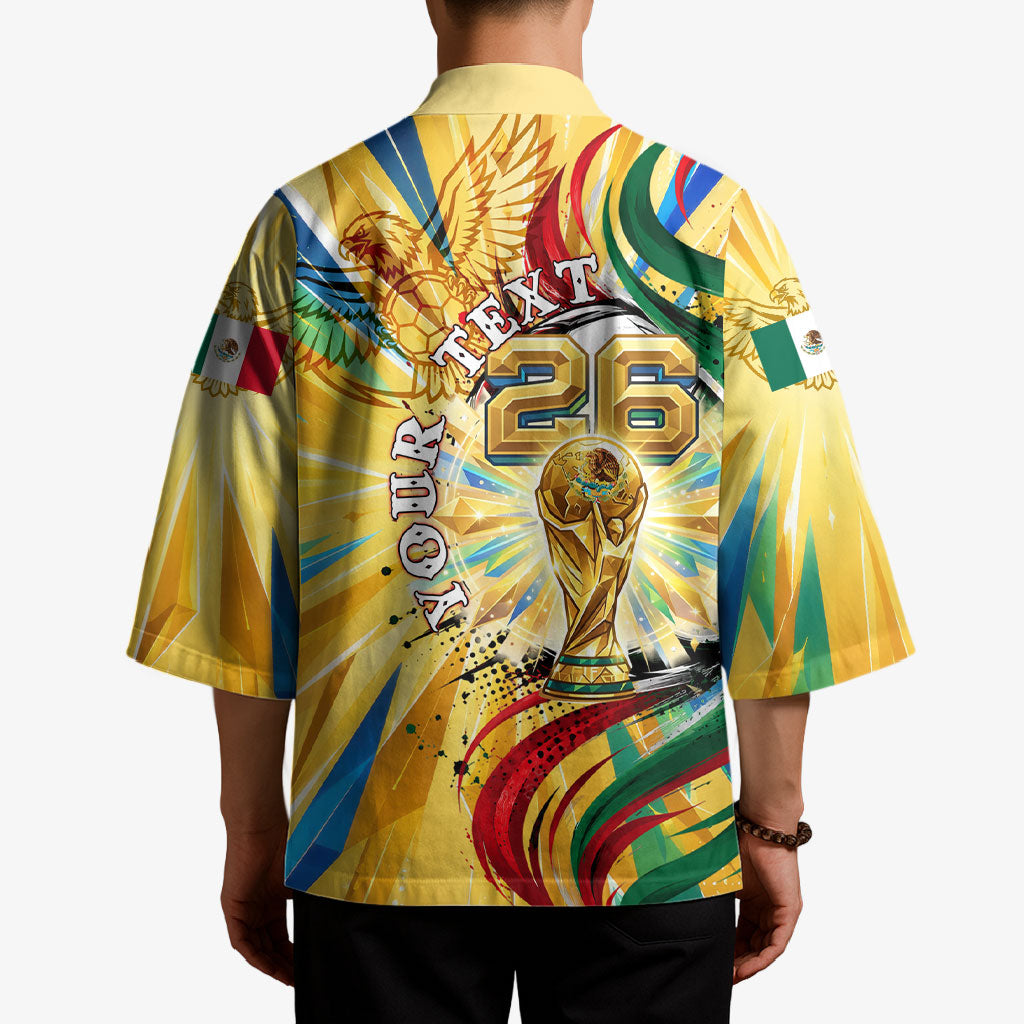 Personalized Mexico Football Victoria Sugar Skull Kimono Dia De Los Muertos Cultural Art Sunburst