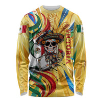 Personalized Mexico Football Victoria Sugar Skull Long Sleeve Shirt Dia De Los Muertos Cultural Art Sunburst