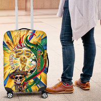 Personalized Mexico Football Victoria Sugar Skull Luggage Cover Dia De Los Muertos Cultural Art Sunburst