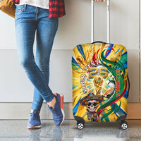 Personalized Mexico Football Victoria Sugar Skull Luggage Cover Dia De Los Muertos Cultural Art Sunburst