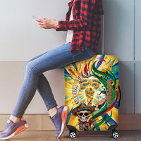 Personalized Mexico Football Victoria Sugar Skull Luggage Cover Dia De Los Muertos Cultural Art Sunburst