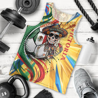 Personalized Mexico Football Victoria Sugar Skull Men Tank Top Dia De Los Muertos Cultural Art Sunburst