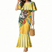 Personalized Mexico Football Victoria Sugar Skull Mermaid Dress Dia De Los Muertos Cultural Art Sunburst