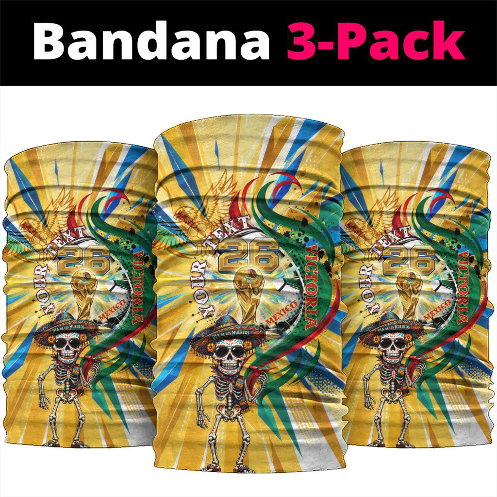 Personalized Mexico Football Victoria Sugar Skull Neck Gaiter Dia De Los Muertos Cultural Art Sunburst