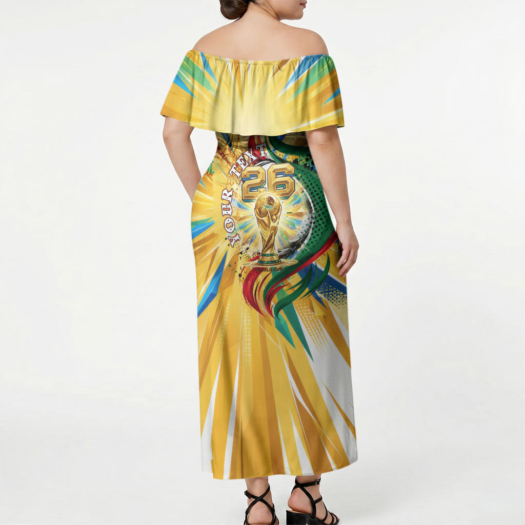 Personalized Mexico Football Victoria Sugar Skull Off Shoulder Maxi Dress Dia De Los Muertos Cultural Art Sunburst