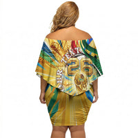 Personalized Mexico Football Victoria Sugar Skull Off Shoulder Short Dress Dia De Los Muertos Cultural Art Sunburst