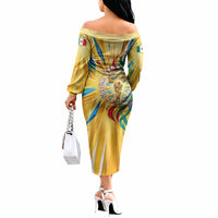 Personalized Mexico Football Victoria Sugar Skull Off The Shoulder Long Sleeve Dress Dia De Los Muertos Cultural Art Sunburst