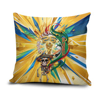 Personalized Mexico Football Victoria Sugar Skull Pillow Cover Dia De Los Muertos Cultural Art Sunburst