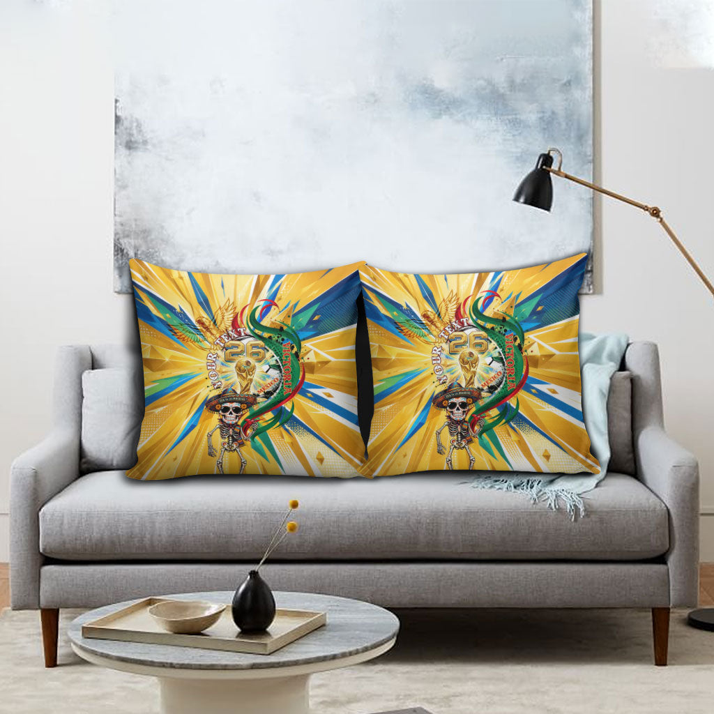 Personalized Mexico Football Victoria Sugar Skull Pillow Cover Dia De Los Muertos Cultural Art Sunburst