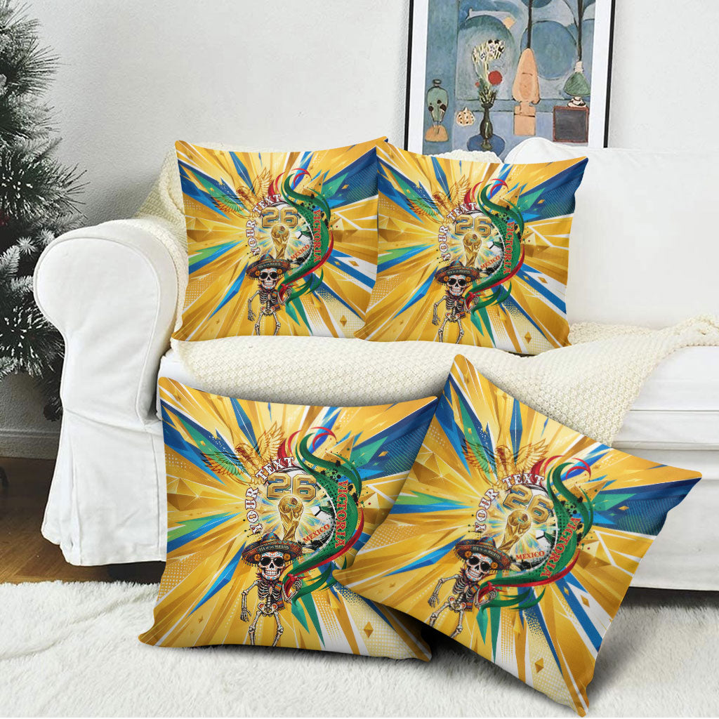 Personalized Mexico Football Victoria Sugar Skull Pillow Cover Dia De Los Muertos Cultural Art Sunburst