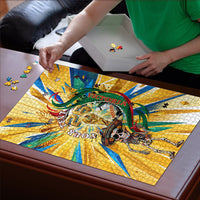 Personalized Mexico Football Victoria Sugar Skull Puzzle Dia De Los Muertos Cultural Art Sunburst