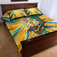Personalized Mexico Football Victoria Sugar Skull Quilt Bed Set Dia De Los Muertos Cultural Art Sunburst