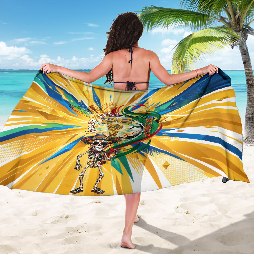 Personalized Mexico Football Victoria Sugar Skull Sarong Dia De Los Muertos Cultural Art Sunburst