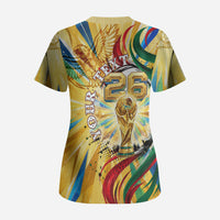 Personalized Mexico Football Victoria Sugar Skull Scrub Top Dia De Los Muertos Cultural Art Sunburst
