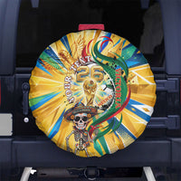 Personalized Mexico Football Victoria Sugar Skull Spare Tire Cover Dia De Los Muertos Cultural Art Sunburst