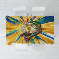 Personalized Mexico Football Victoria Sugar Skull Tablecloth Dia De Los Muertos Cultural Art Sunburst