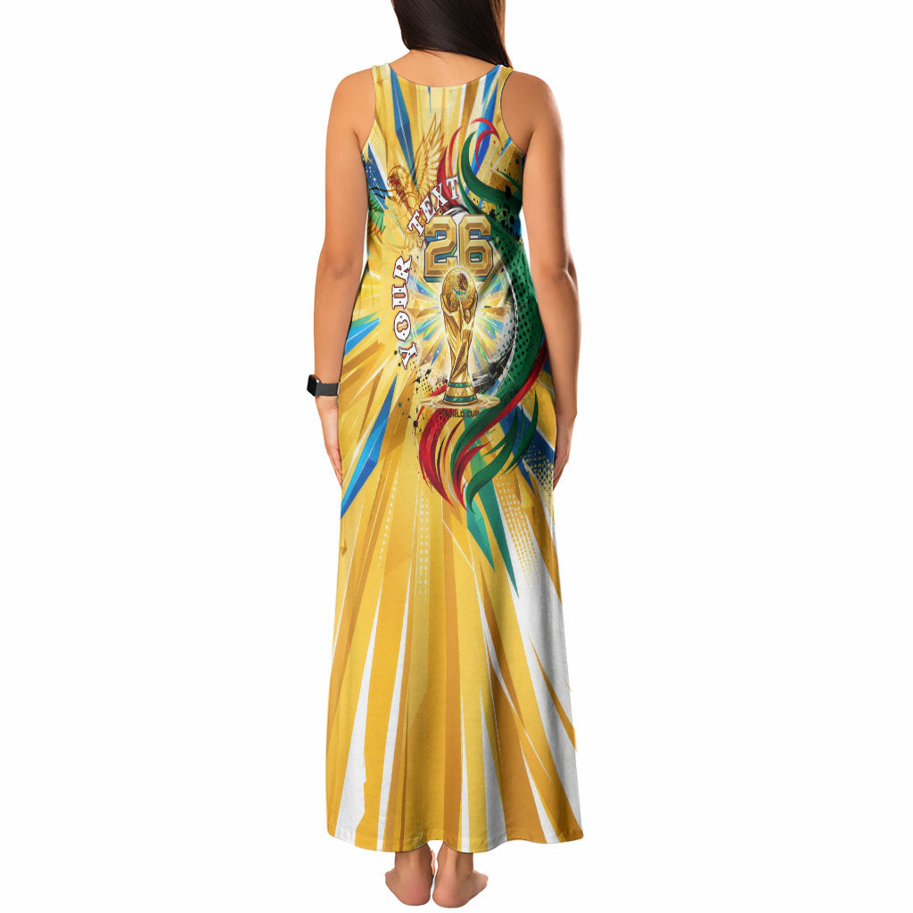 Personalized Mexico Football Victoria Sugar Skull Tank Maxi Dress Dia De Los Muertos Cultural Art Sunburst