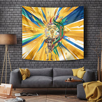 Personalized Mexico Football Victoria Sugar Skull Tapestry Dia De Los Muertos Cultural Art Sunburst
