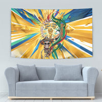 Personalized Mexico Football Victoria Sugar Skull Tapestry Dia De Los Muertos Cultural Art Sunburst